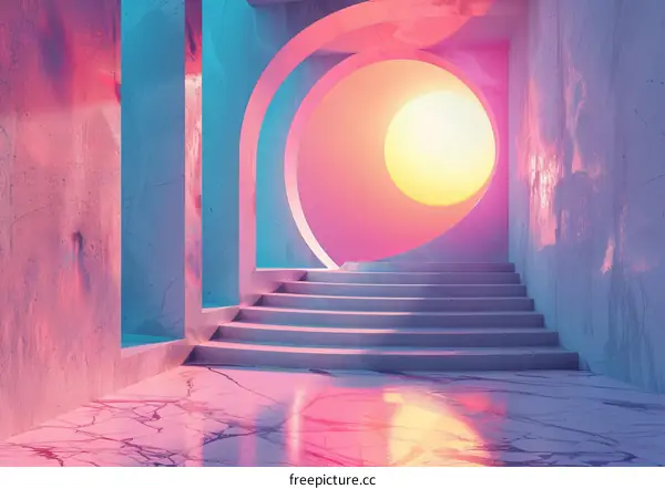 Cyberpunk Retro Futurism Pink and Blue Portal