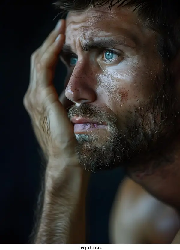 Portrait of a man with blue eyes and a beard