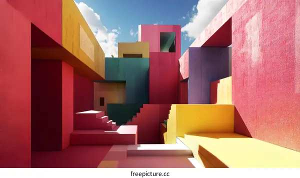 Abstract Architecture with Colorful Geometric Shapes