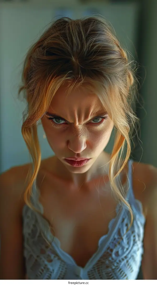 Portrait of Angry Young Woman