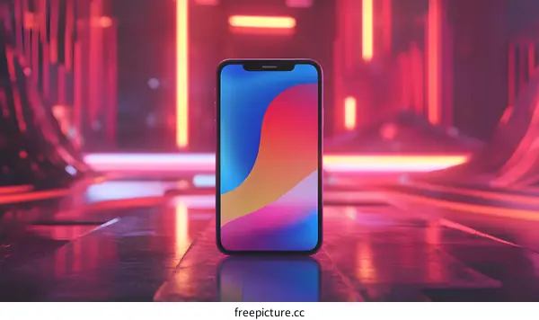 Abstract Phone Background  Neon Lights Technology Concept