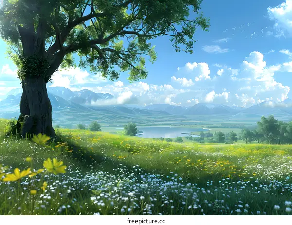 The scenery of the grassland is beautiful