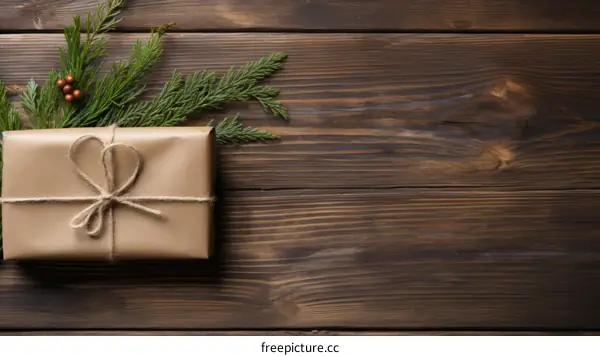 Rustic Gift Wrapped in Brown Paper with Twine