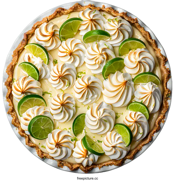 [Transparent Background PNG]Lime Meringue Pie overhead view