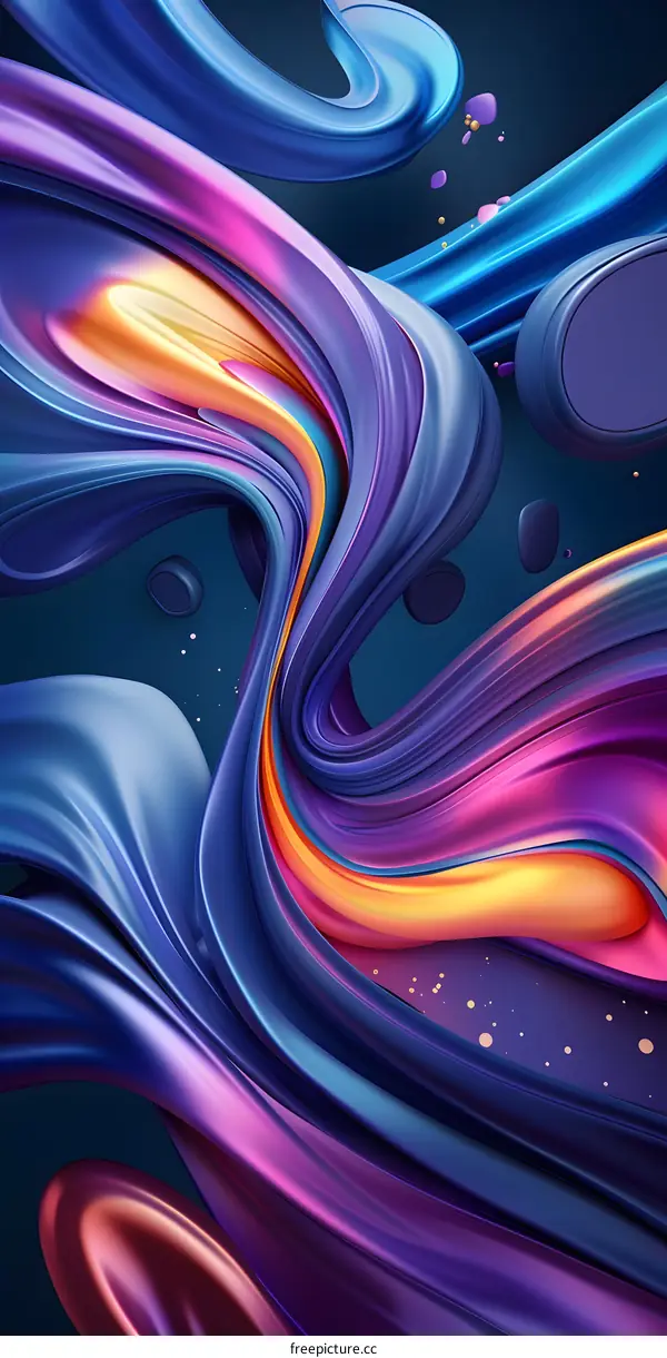Abstract 3D Design With Colorful Flowing Shapes