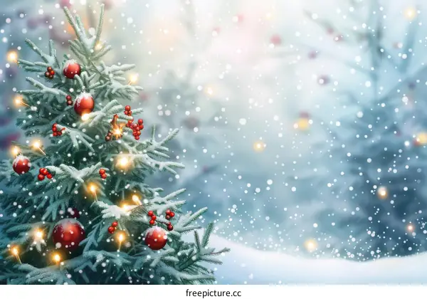 Christmas Tree Surrounded by Snow