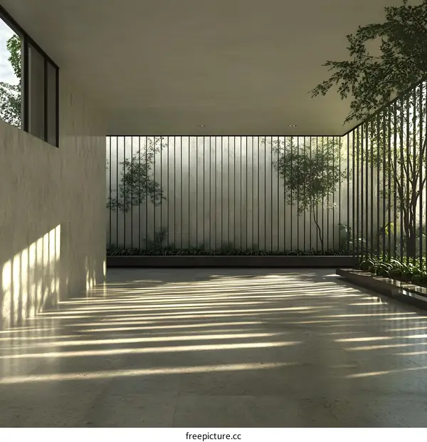 Minimalist Interior Design with Sunbeams Shining Through a Window