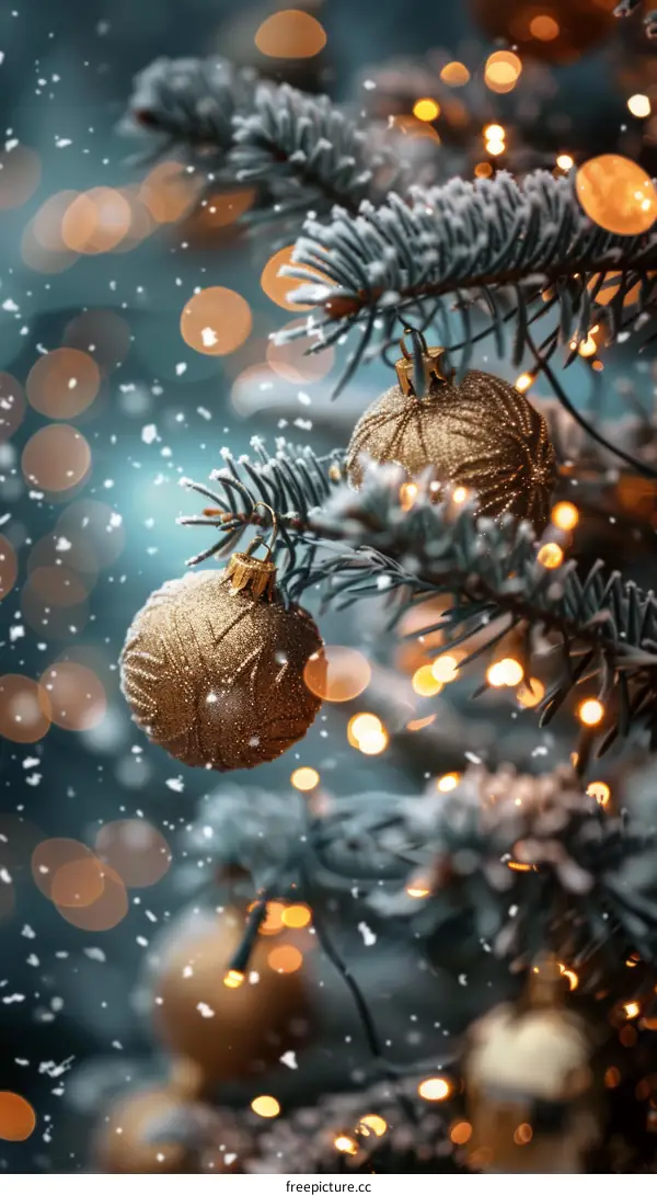 Christmas Tree with Golden Ornaments