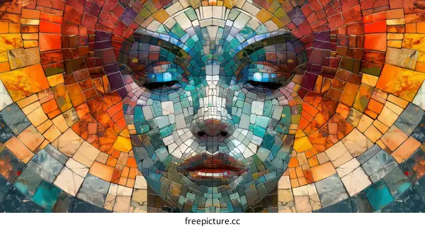 Colorful Mosaic Portrait of a Woman