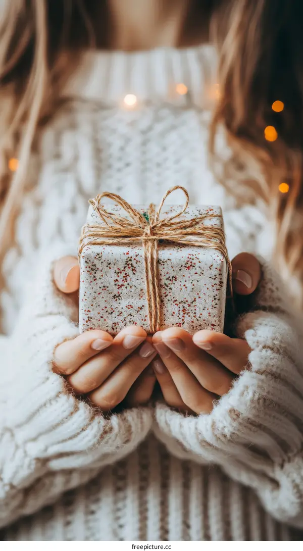 Warm Hands Holding a Festive Gift Box