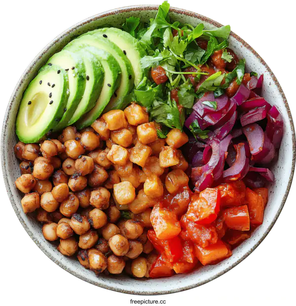 [Transparent Background PNG]Colorful Healthy Chickpea Bowl with Avocado