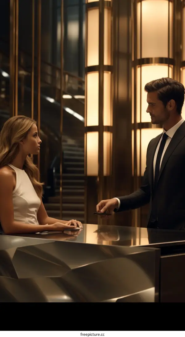 Hotel Receptionist Checking In Guest