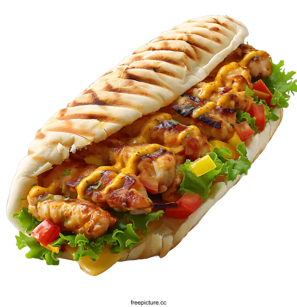 [Transparent Background PNG]Grilled Chicken Sandwich with Lettuce and Tomato