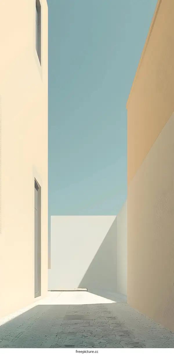 Minimalist Architecture Design with a White Wall and a  Doorway