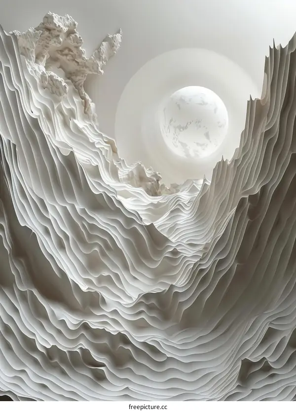 3D Rendered Rocky Moon Landscape with Large Moon in Background