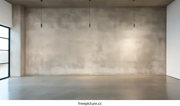 Three pendant lights hanging from a raw concrete ceiling