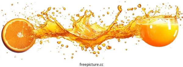 Orange Juice Splashing and Citrus Slice