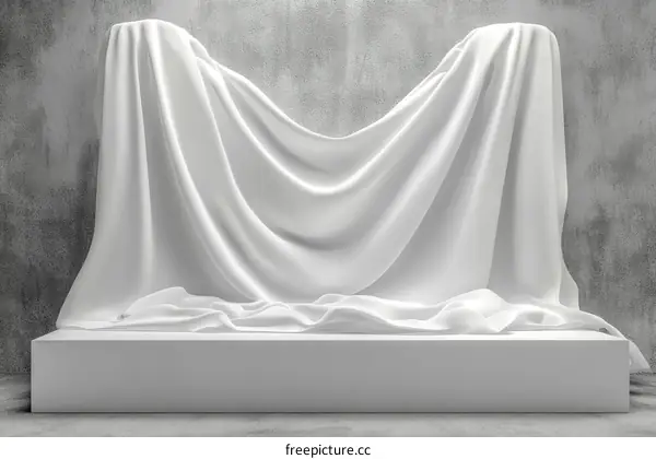 White Fabric Drape on a Display Platform