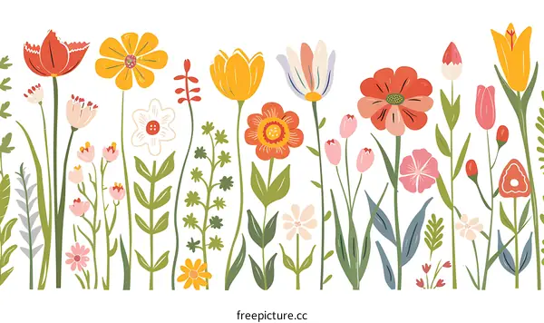 Colorful Flower Illustration With White Background