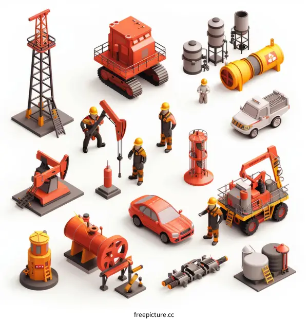 Isometric Illustration of Oil & Gas Industry: Energy Infrastructure
