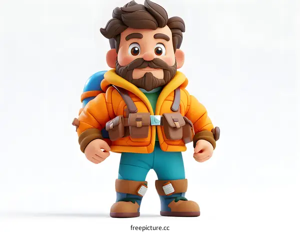 3D Cartoon Hiker Ready for Adventure