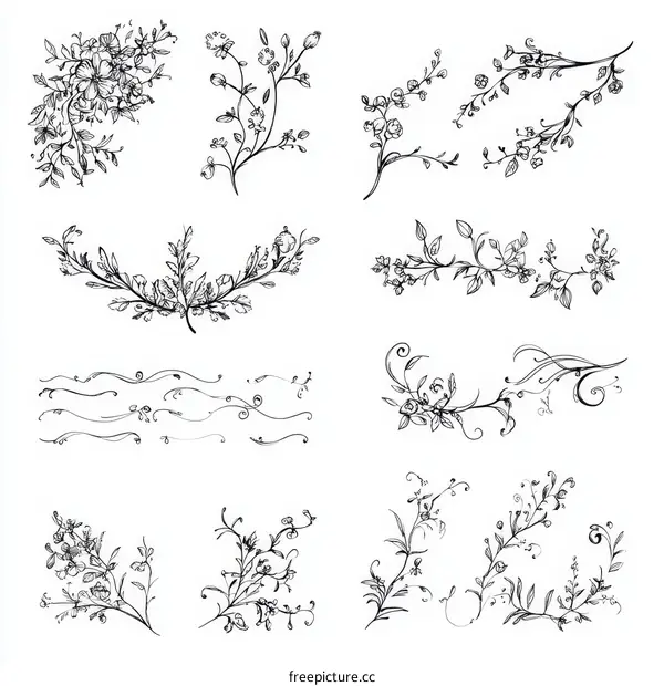 Floral Decorative Design Elements Collection