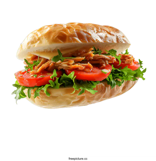 [Transparent Background PNG]Delicious chicken sandwich with tomato and lettuce