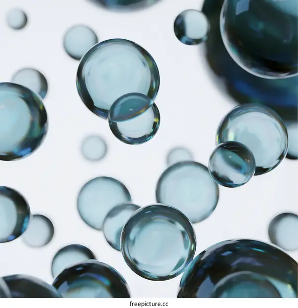 Close-up view of transparent bubbles floating in mid-air