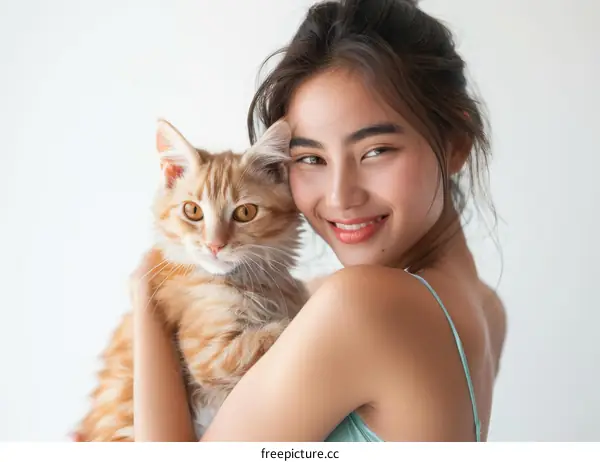 A ginger cat and a woman