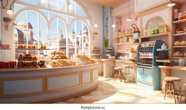 European style bakery shop interior
