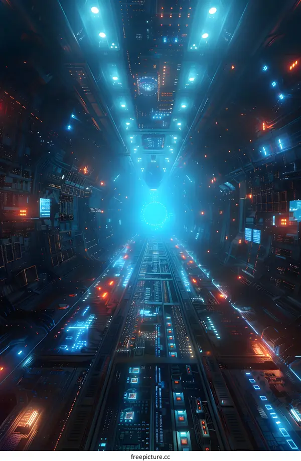 Futuristic Neon Cyberpunk Sci Fi Tunnel
