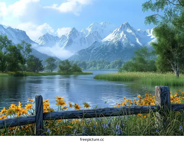 Tranquil Mountain Lake Panorama