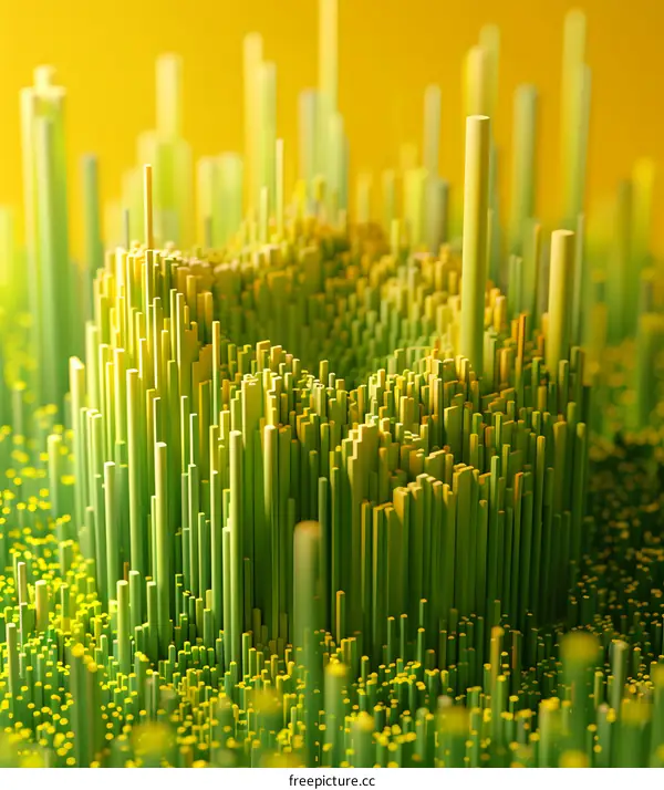Abstract 3D Render of Green and Yellow Cylinders