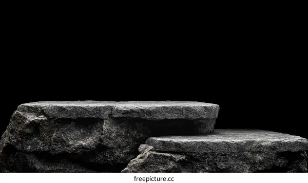 Natural Stone Display Platform on Black Background