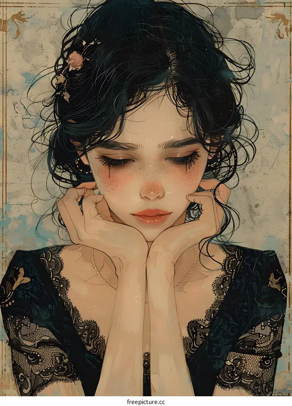 portrait of a crying girl
