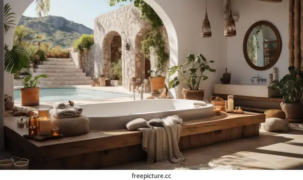Serene Bathroom with a Captivating Mountain View