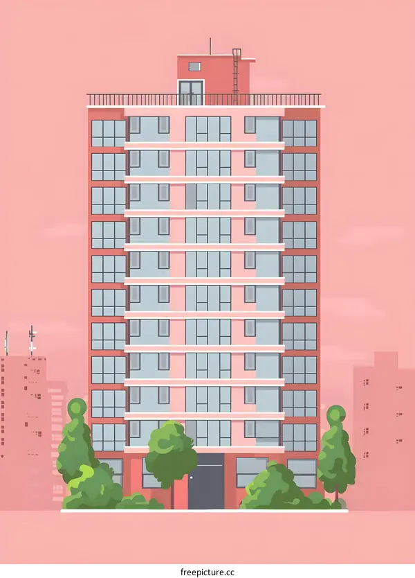 Modern Apartment Building Illustration