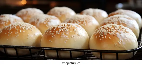 yeast bread rolls with sesame seeds
