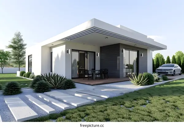 Modern Minimalist Home Design Exterior with Landscaping