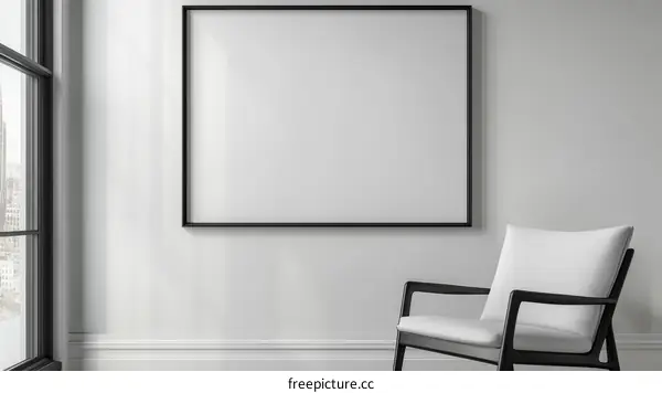 Modern Minimalist Interior Design Mockup with Empty Frame