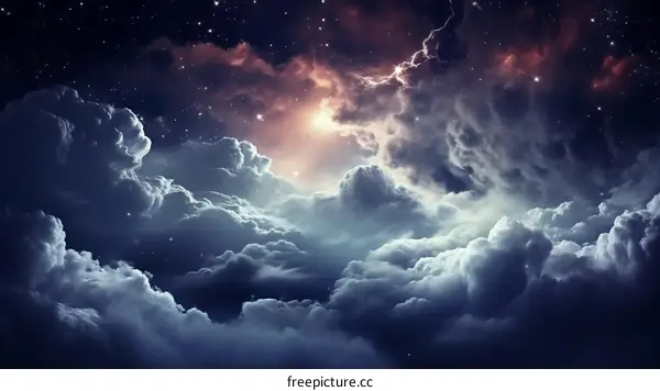 Starry Night Sky with Clouds
