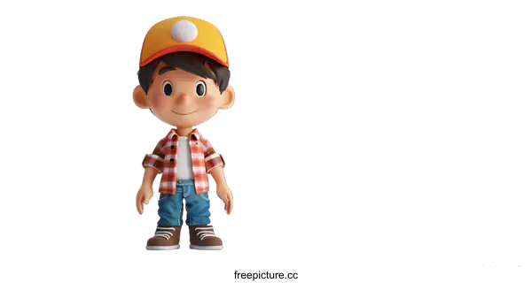 [Transparent Background PNG]3d rendering of a cute cartoon boy
