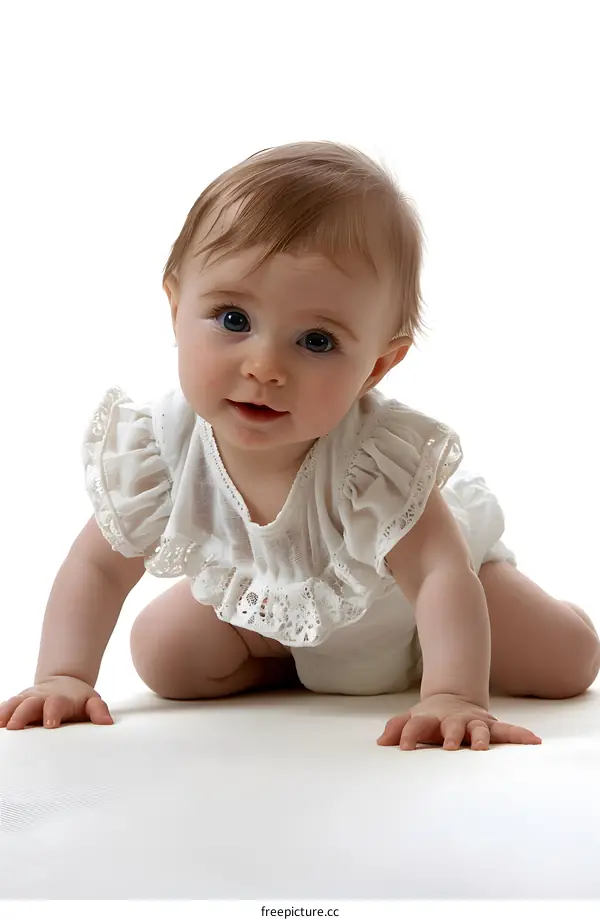 Portrait of a cute crawling baby