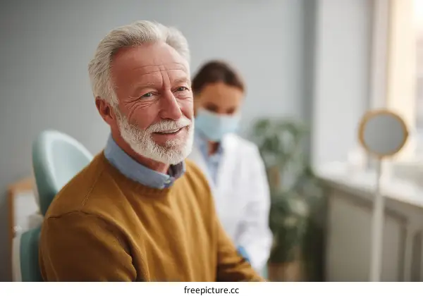 Smiling Senior Man at the Dentists Office