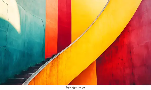 Abstract Art with Colorful Walls and Stairs