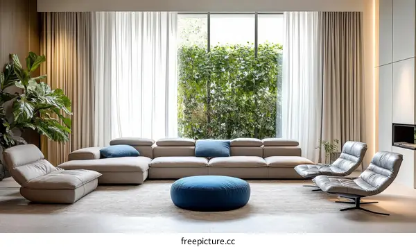 Modern Living Room with Modular Sofa and Accent Chair