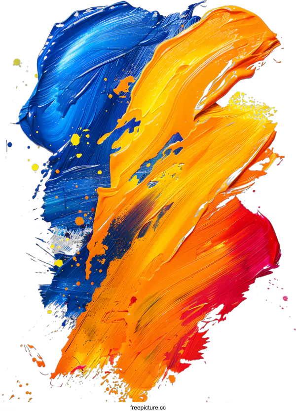 [Transparent Background PNG]Abstract Painting of Blue Yellow and Red Colors