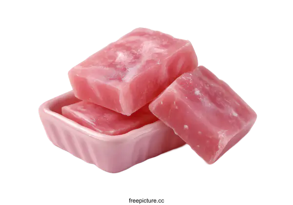 [Transparent Background PNG]Pink Soap Bars in a Dish