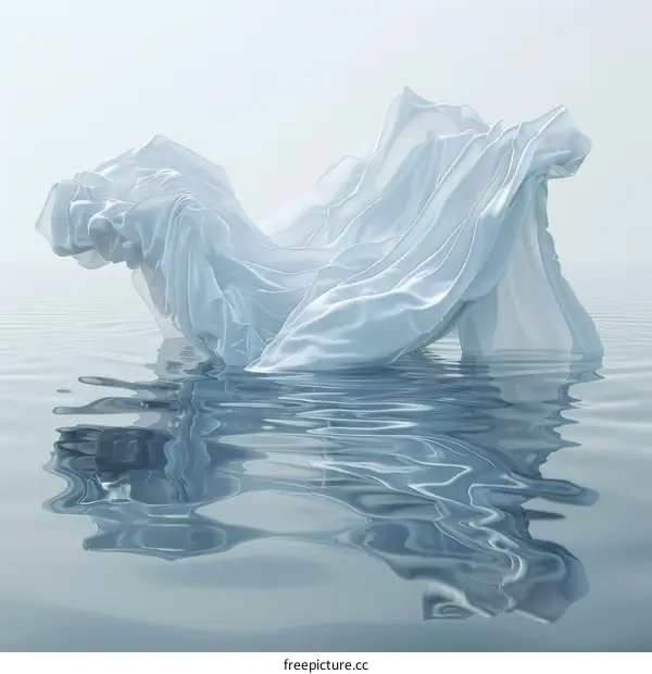 White Fabric Floating on Water Surface