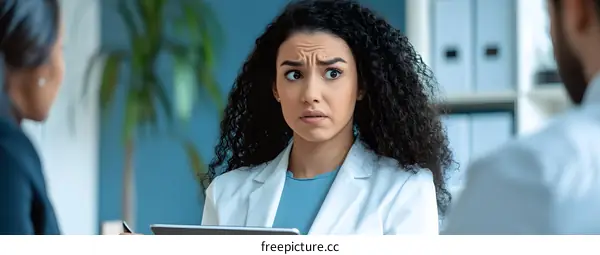 Confused African American Woman in Meeting